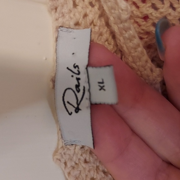 Rails Naomi Ruffle Knit Crochet Tank Top Rainbow Tan Multi Stripe - Picture 8 of 12